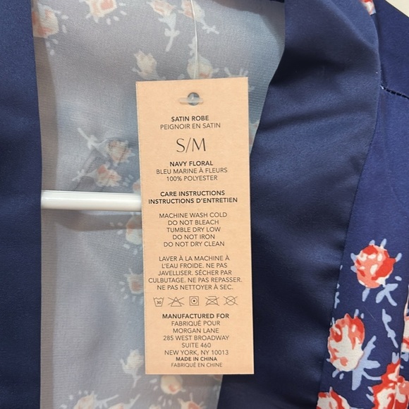 Morgan Lane FabFitFun floral Robe size small/medium satin robe short navy blue - Picture 5 of 7